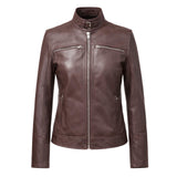 Helga Lambskin Leather Jacket Women, Stand-up Collar & Comfort Fit