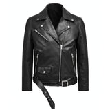 Viktor Leather Motorcycle Jacket Men, Biker Collar & Regular Fit