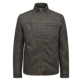 Magnus Brown Leather Jacket Men Goatskin, Quilted Details & Regular Fit