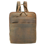 Luna Leather Backpack Women Brown City Daypack with Many Pockets A4