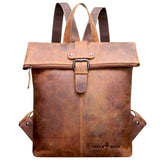 Sandy Small Backpack with Rolltop Teenager Leather Daypack Women Modern