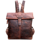 Sandy Small Backpack with Rolltop Teenager Leather Daypack Women Modern