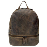 Elle City Backpack Women Many Compartments Leather Rucksack Cognac Compact