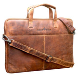 Fred Leather Laptop Bag 14 Inch with Detachable Shoulder Strap Laptop Sleeve