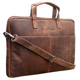 Fred Leather Laptop Bag 14 Inch with Detachable Shoulder Strap Laptop Sleeve
