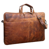 Fred Leather Laptop Bag 15.6 Inch with Detachable Shoulder Strap Laptop Sleeve