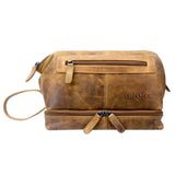 Hans Cosmetic Bag Women Leather Large Toiletry Bag Men Waterproof