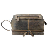 Hans Cosmetic Bag Women Leather Large Toiletry Bag Men Waterproof