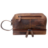 Hans Cosmetic Bag Women Leather Large Toiletry Bag Men Waterproof