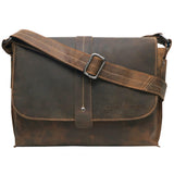 Chris Leather Bag Men Shoulder Bag Wide Strap Women 13.3 inch